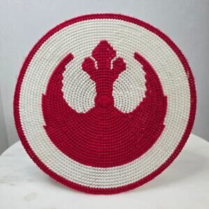 Homemade crochet Rebel symbol from Star Wars